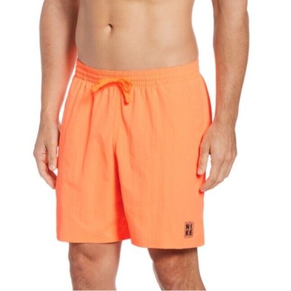 Nike Men's Icon Solid 7 Inch Poolside Shorts Orange Size S NEW WITH TAGS! - Picture 1 of 3